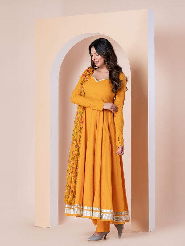 YELLOW ANARKALI SET