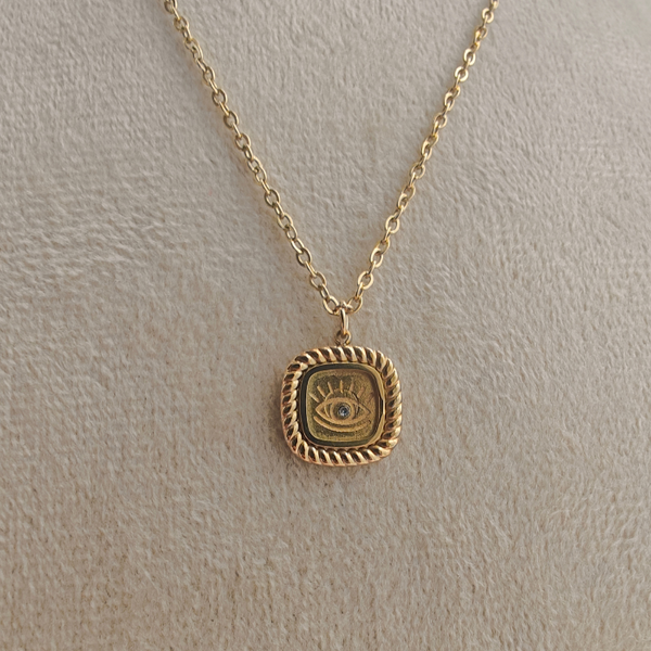 SQUARE EVIL EYE NECKLACE