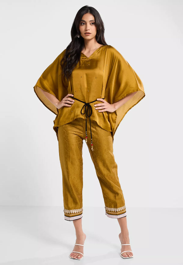 GOLD KAFTAN AND PANTS SET