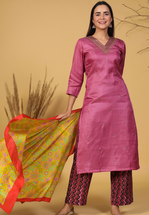 PURPLE EMBROIDERED KURTA