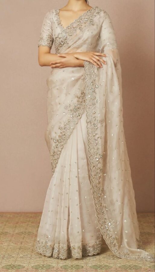 New Trend Saree for Wedding in Pink and Grey Colour-totobed.com.vn