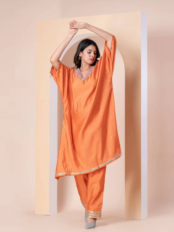 Orange Kaftan Kurta Set