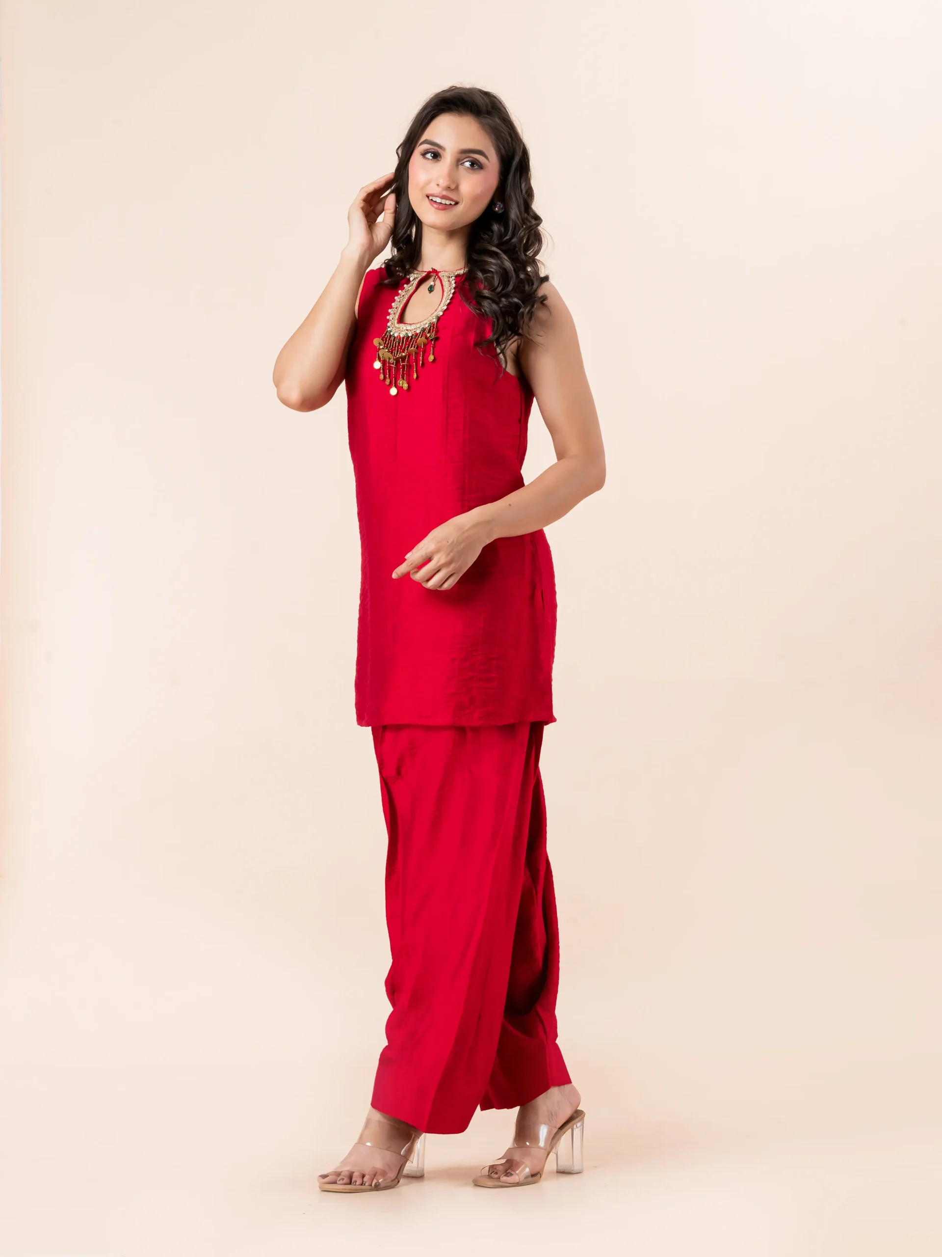 Red Farshi Coord Set