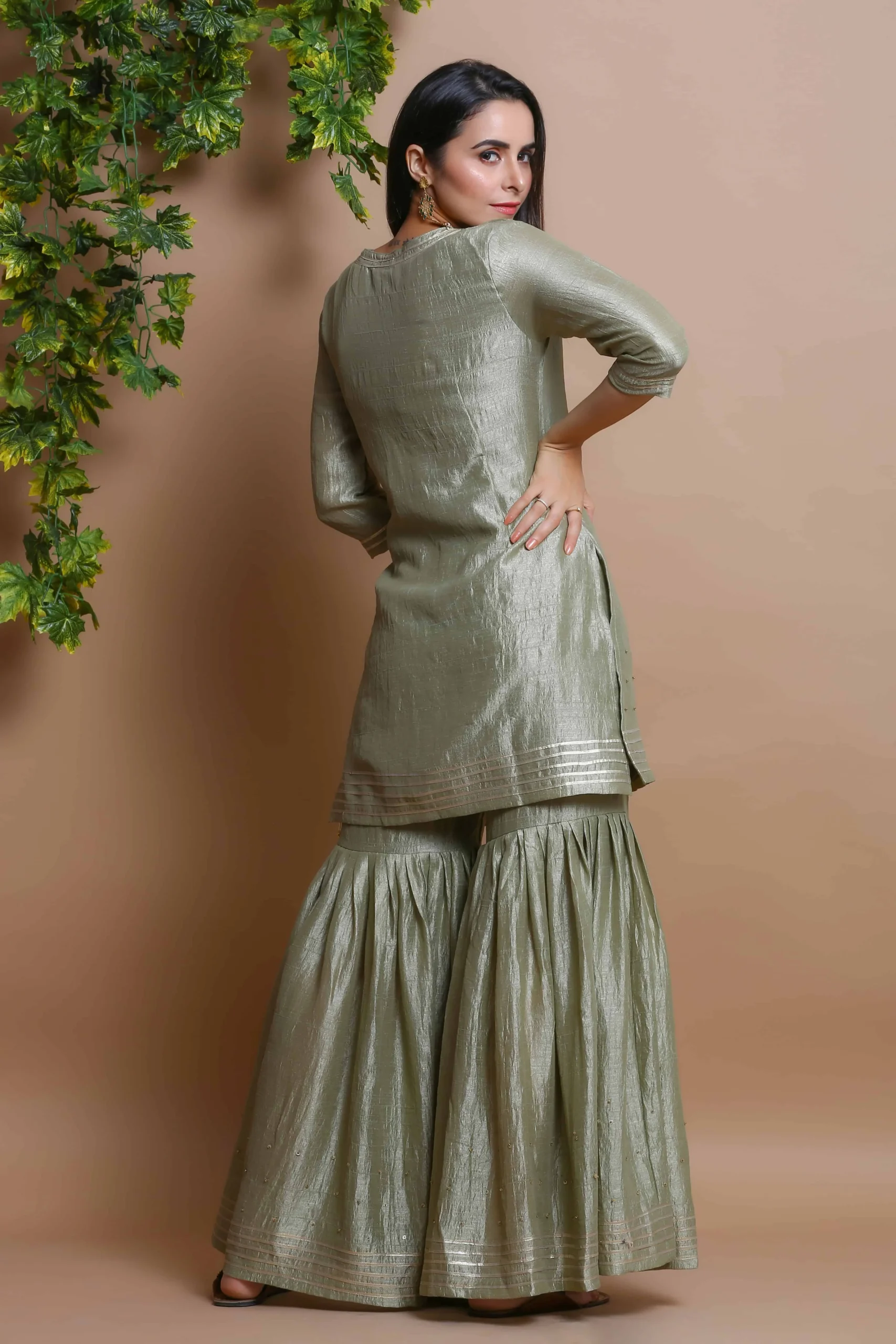 Green Sharara With Paisley Dupatta