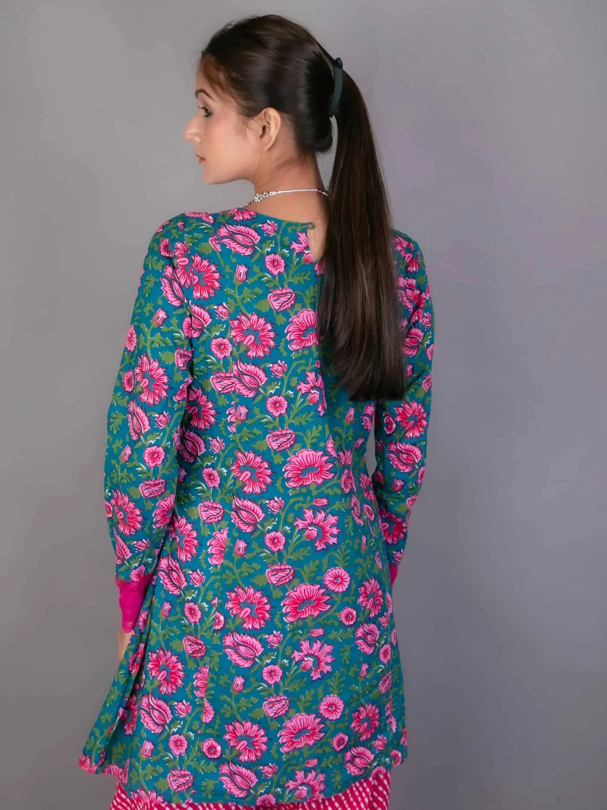 Floral Short Kurta With Salwar