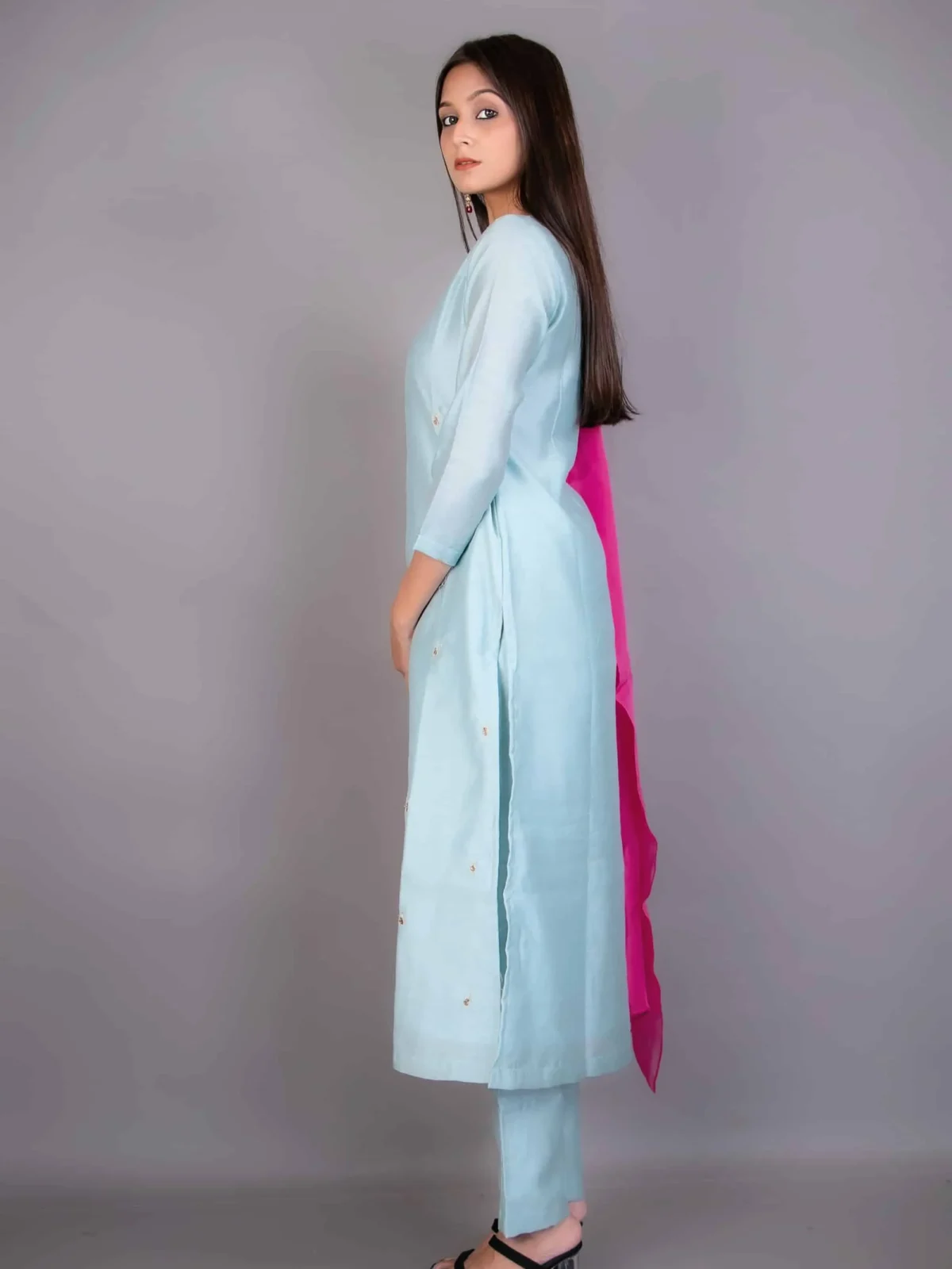 Sky Blue Embroidred Kurta Set