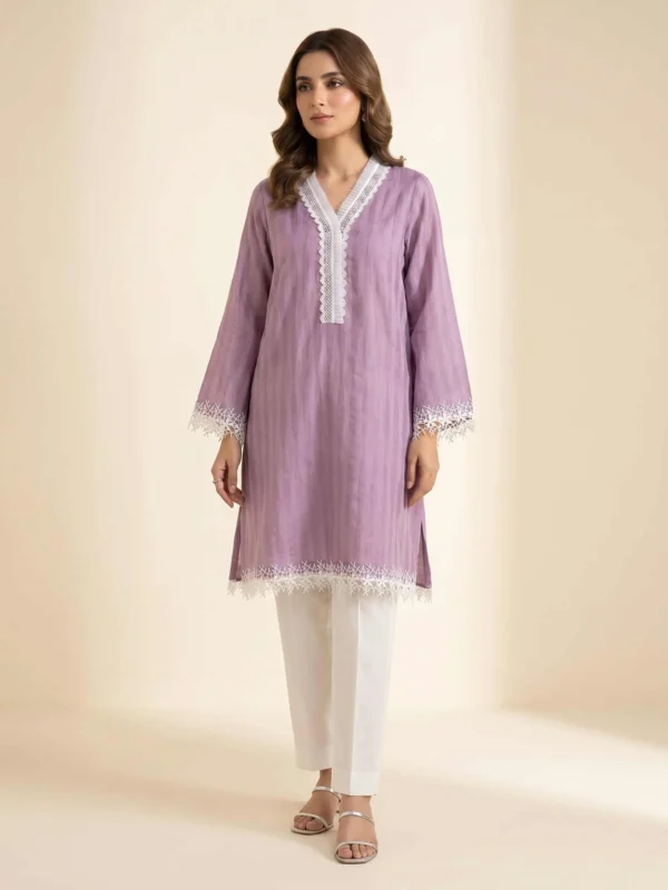 Lilac Lace Detail Kurti