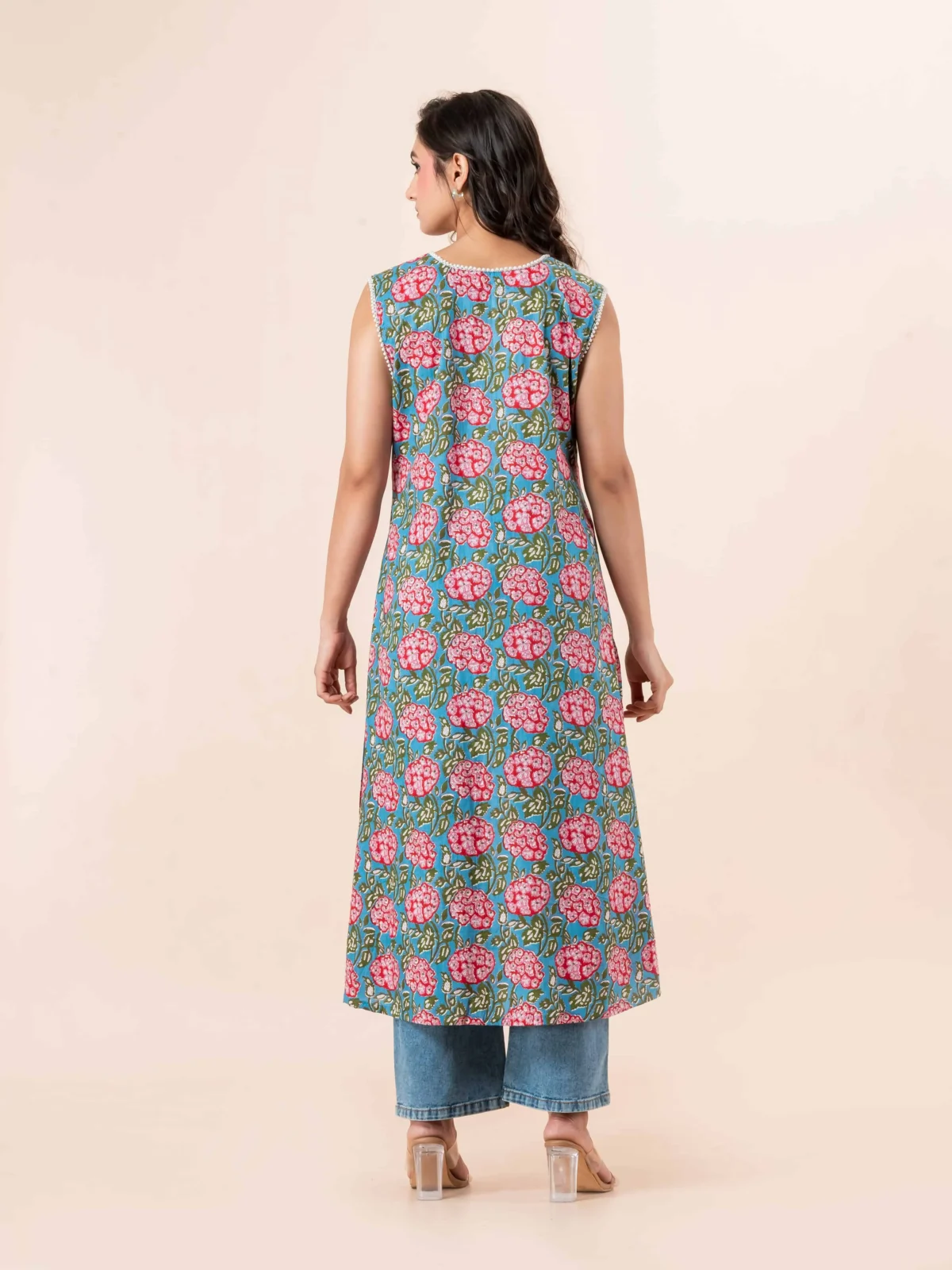 Blue Floral Long Kurta