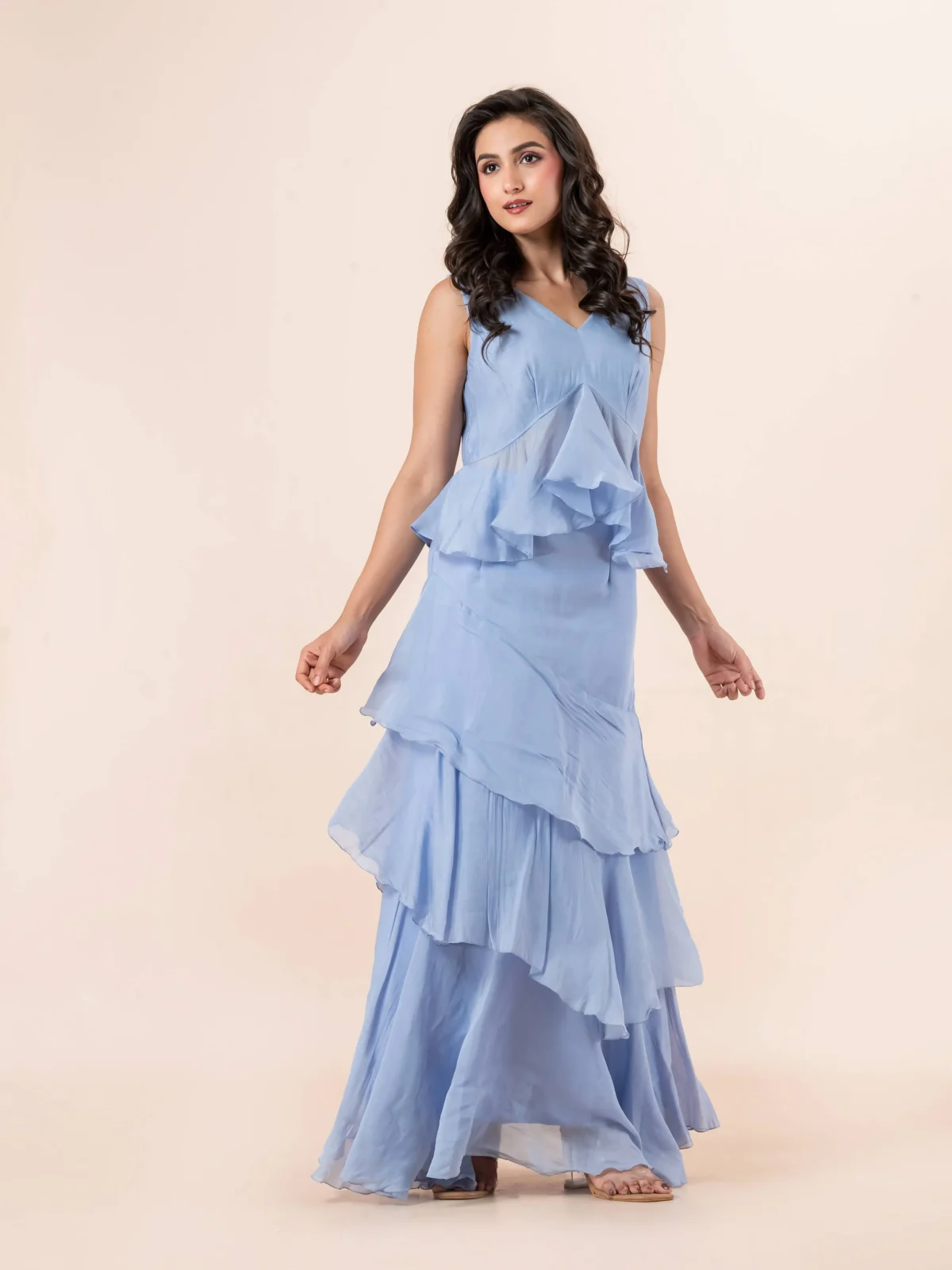 Blue Frill Skirt Set