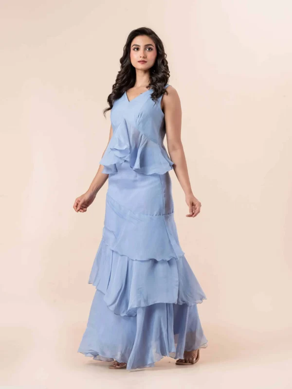 Blue Frill Skirt Set