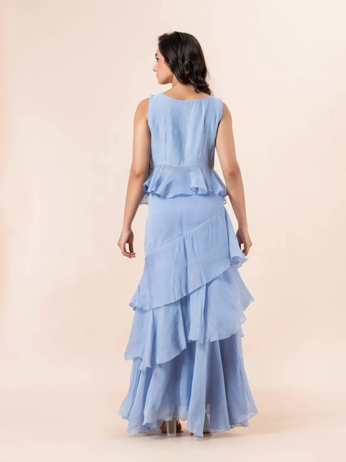 Blue Frill Skirt Set