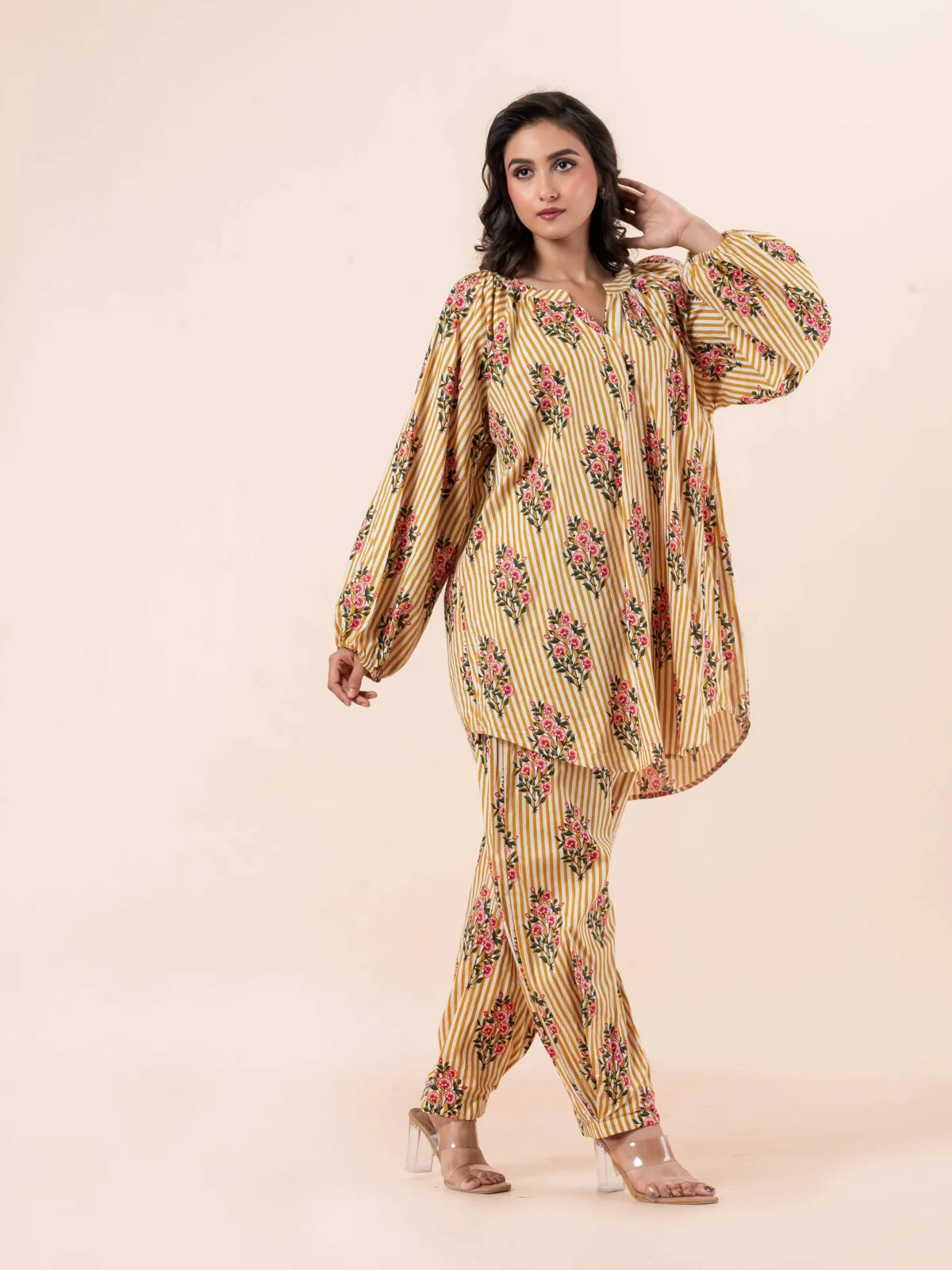 Yellow Loose Fitted Kurta Set