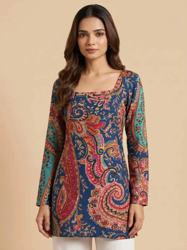 Blue Paisley Corseted Back Kurti