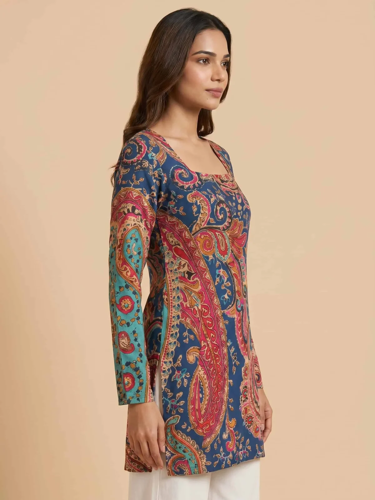 Blue Paisley Corseted Back Kurti