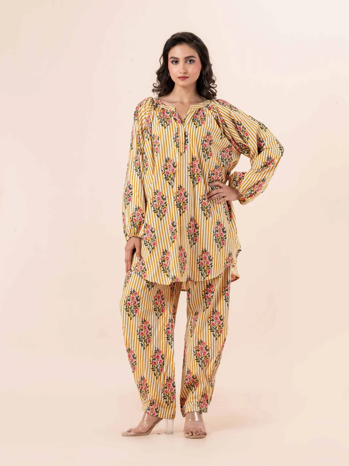Yellow Loose Fitted Kurta Set